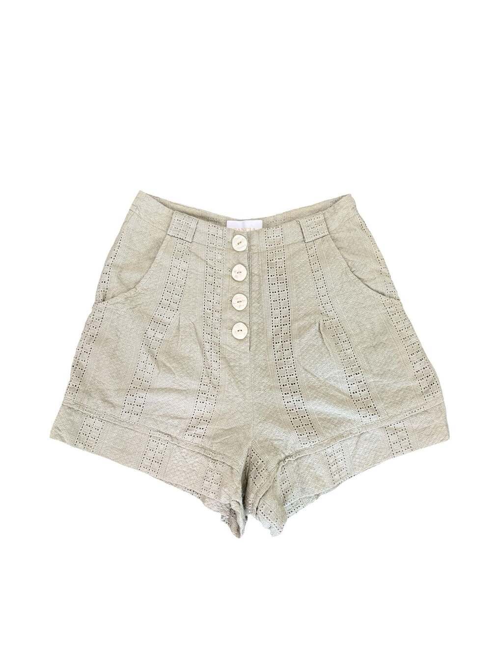 SANCIA Women's Size S High Waisted Button Front Eyelet Shorts